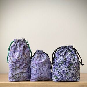 joodito lavender floral drawstring bag set cotton gift purple flowers handmade